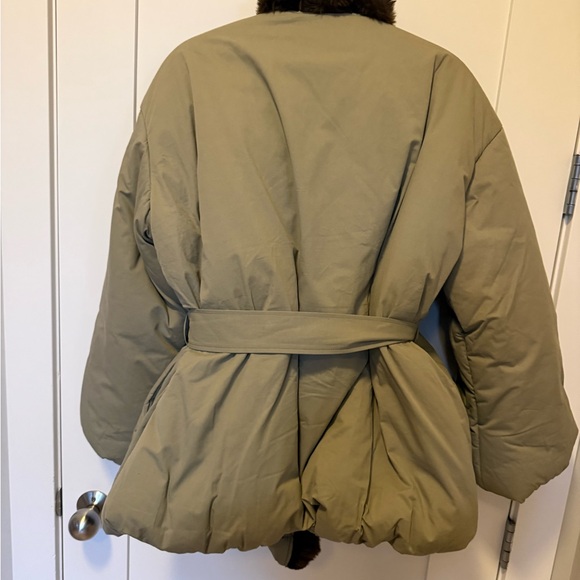 Helsa Bubble Puffer With Faux Fur in Tan & Cedar SZ S $449 - Picture 11 of 11